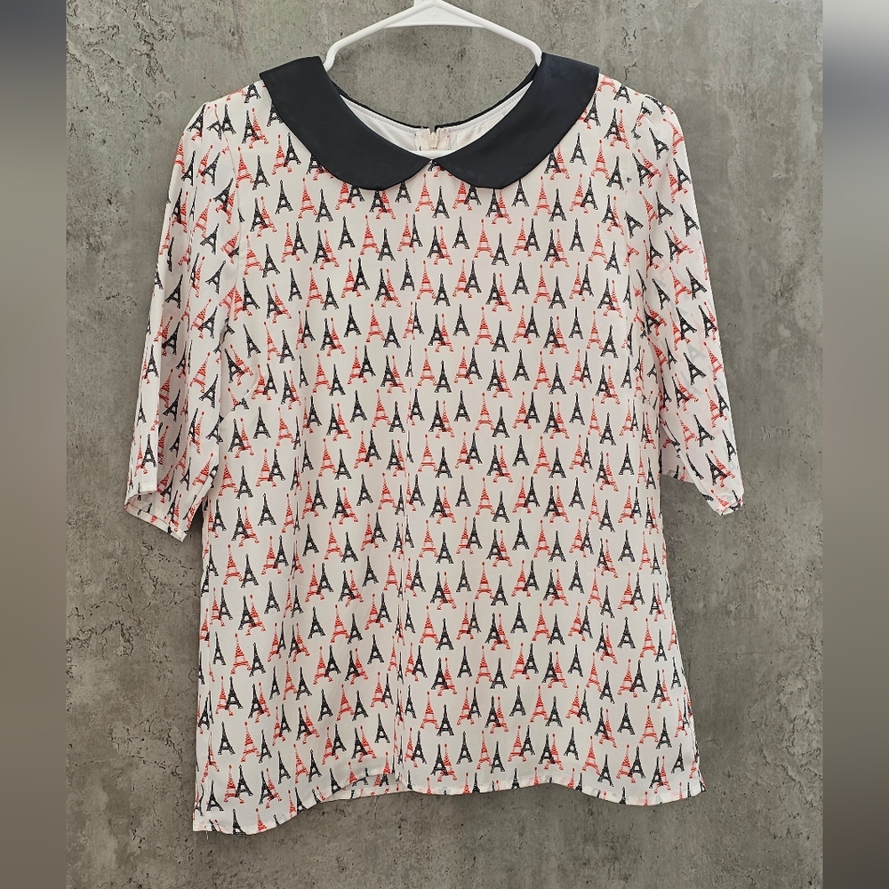 Eiffel Tower Print Blouse by Moon